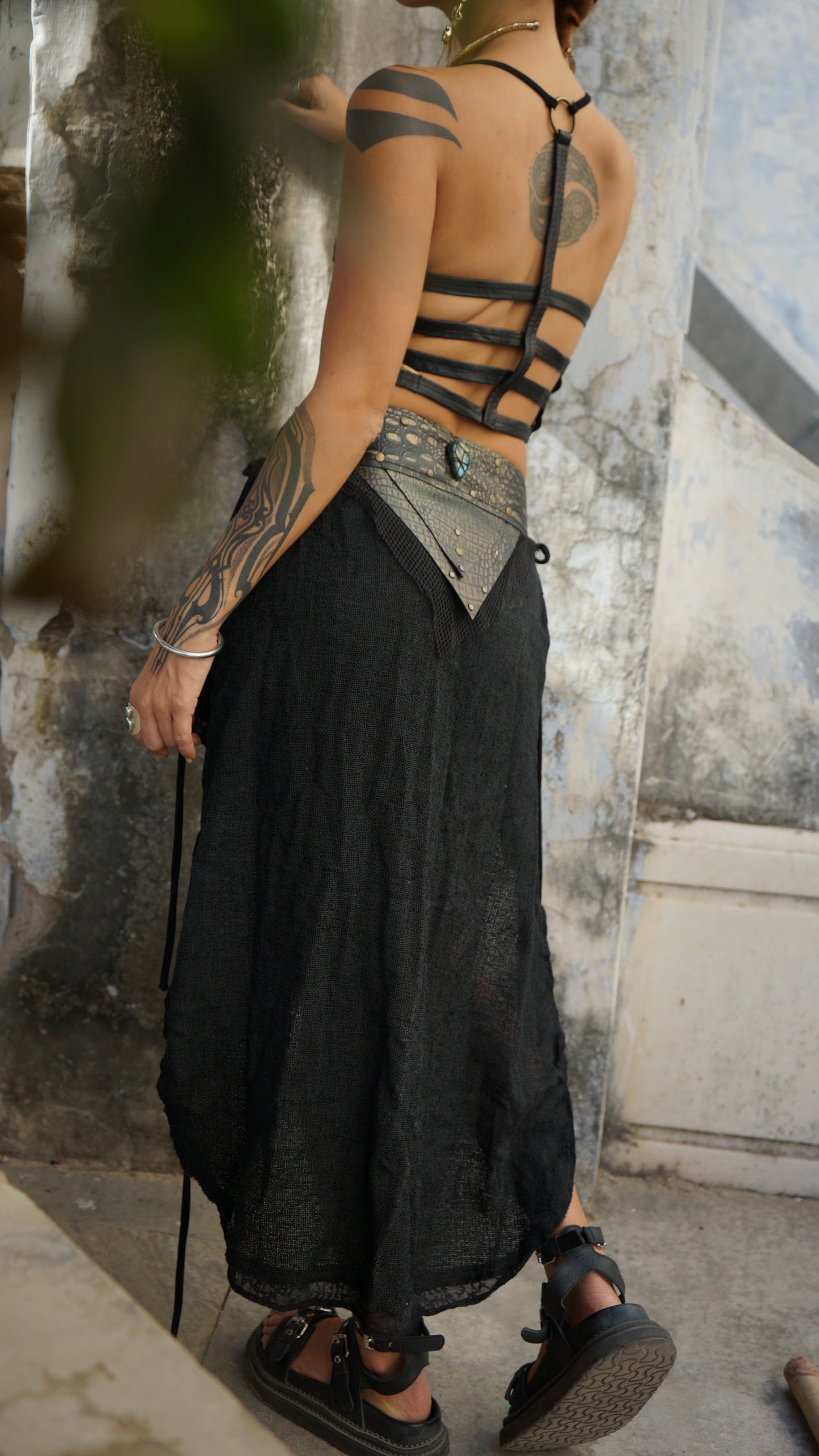 Vaastavik Black Skirt Bugla