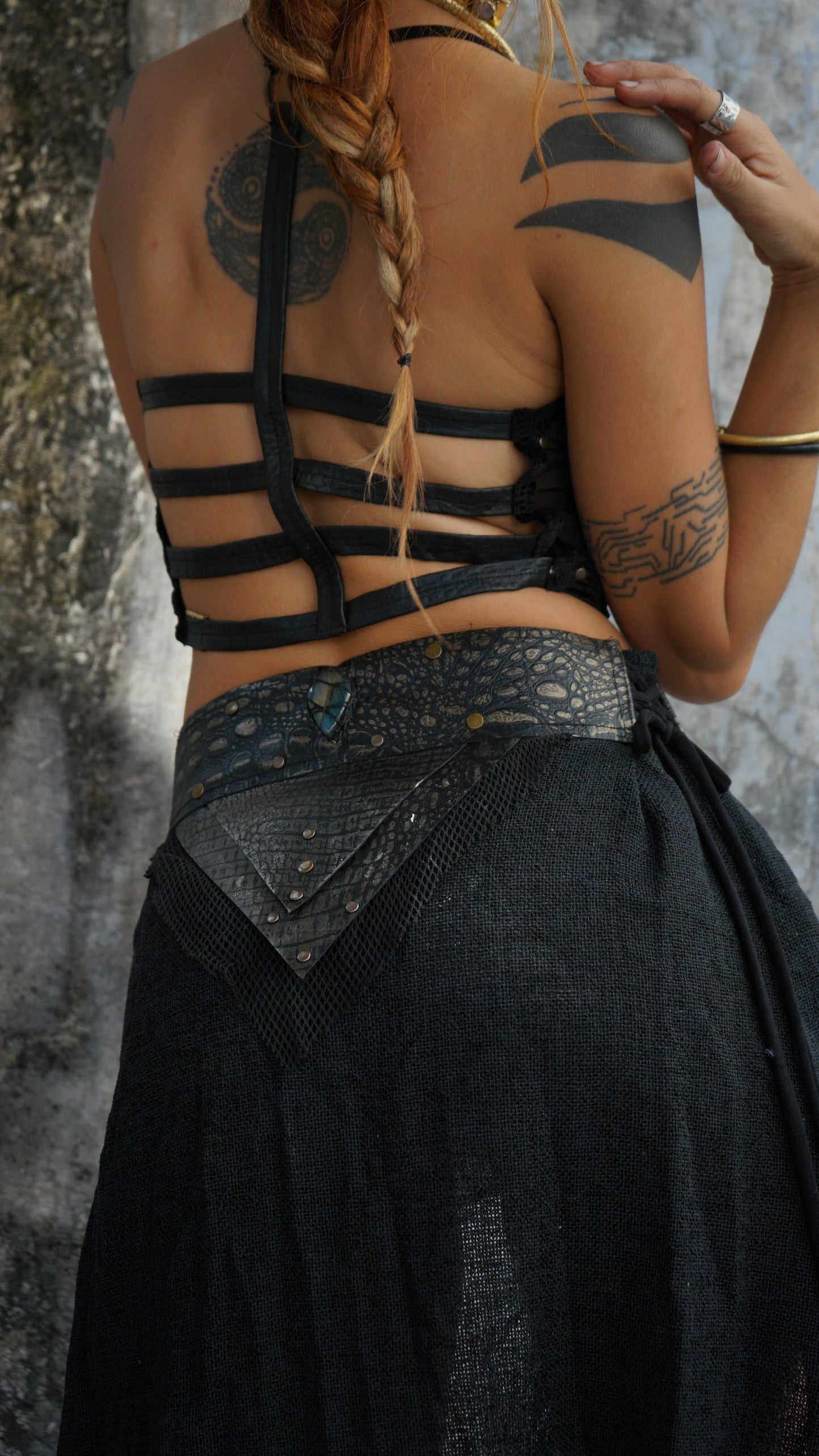 Vaastavik Black Skirt Bugla